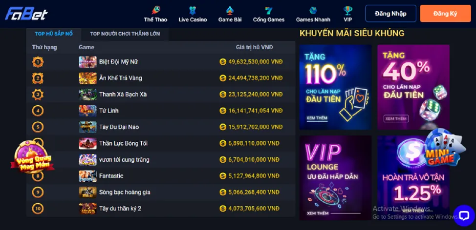 Khuyến mãi nạp lại hàng ngày cho Slot game